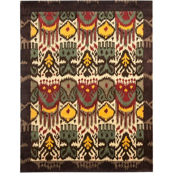 SAFAVIEH Ikat Anderson Southwestern Wool Area Rug, Cream/Brown, 8' x 10'