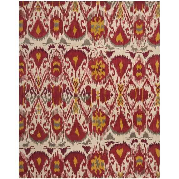 SAFAVIEH Ikat Coco Southwestern Wool Area Rug, Ivory/Red, 2' x 3'