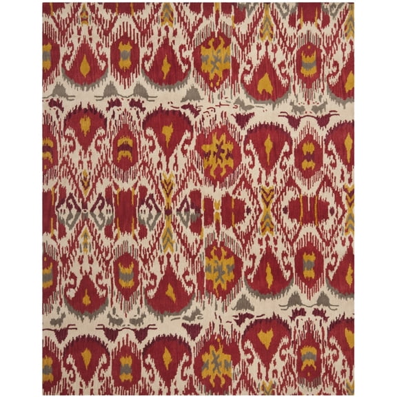 SAFAVIEH Ikat Coco Southwestern Wool Area Rug, Ivory/Red, 2' x 3'