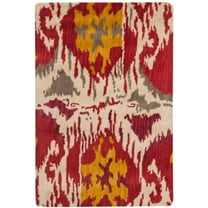 SAFAVIEH Ikat Coco Southwestern Wool Area Rug, Ivory/Red, 2' x 3'