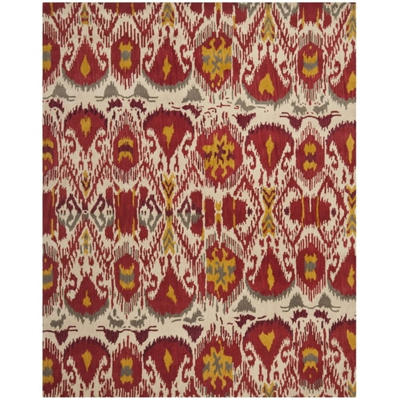 SAFAVIEH Ikat Coco Southwestern Wool Area Rug, Ivory/Red, 3' x 5'