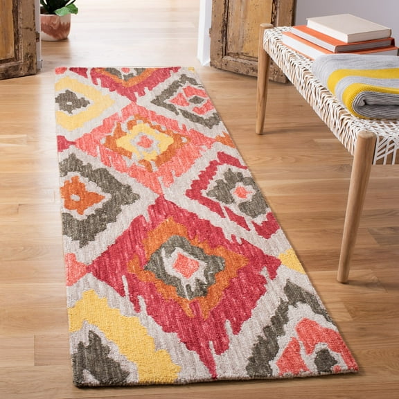 SAFAVIEH Ikat Collection IKT337B Handmade Beige/Pink Rug
