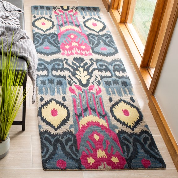 Safavieh Ikat Jane Paisley Wool Runner Rug, Beige/Blue, 2'3" x 8'