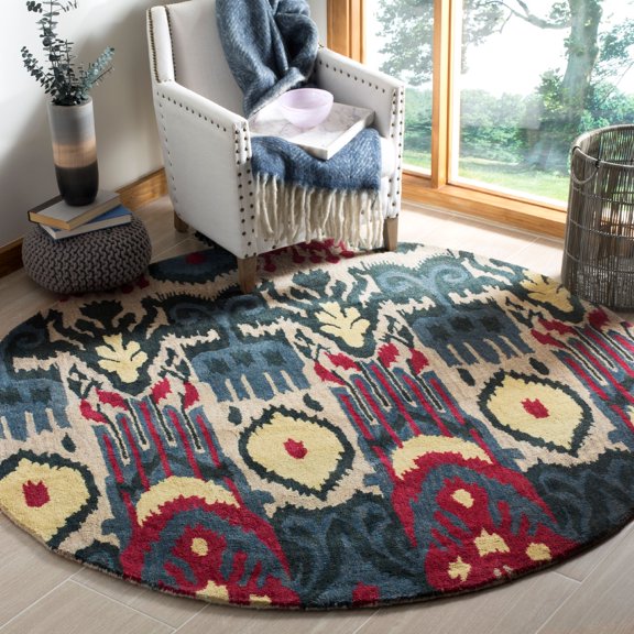 SAFAVIEH Ikat Collection IKT466A Handmade Beige/Blue Rug