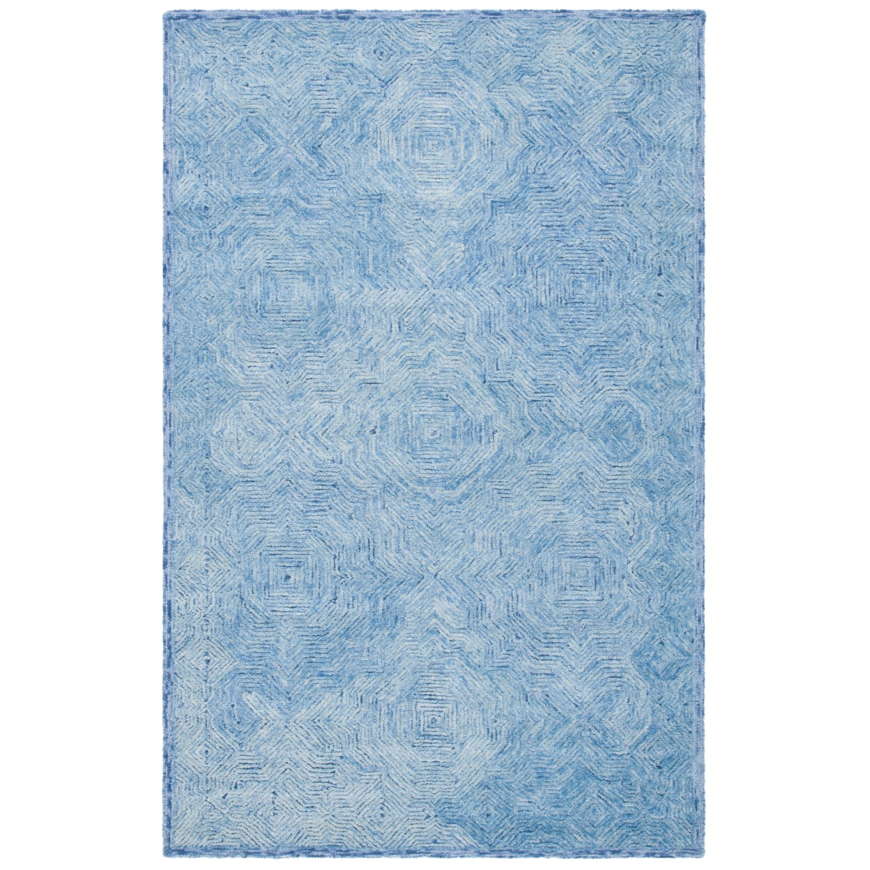 Blue Hand-Tufted Wool 8' x 10' Rectangular Rug