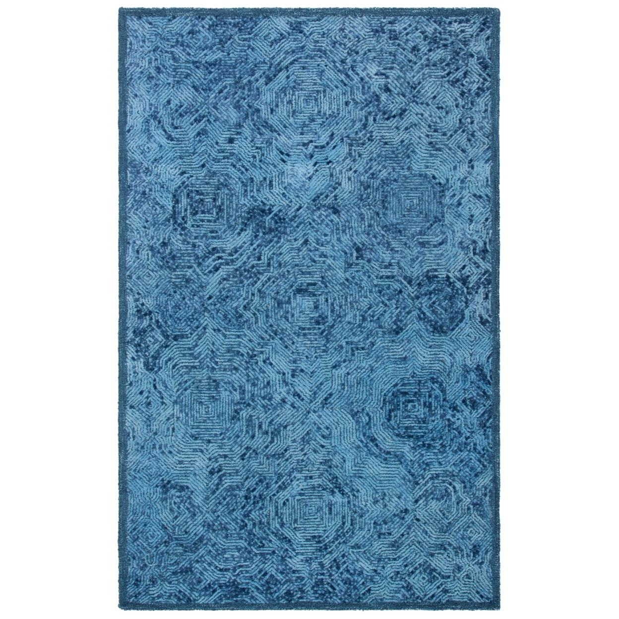 Handmade Dark Blue Wool 4' x 6' Tufted Area Rug