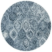 SAFAVIEH Ikat Kim Geometric Wool Area Rug, Grey, 6' x 6' Round
