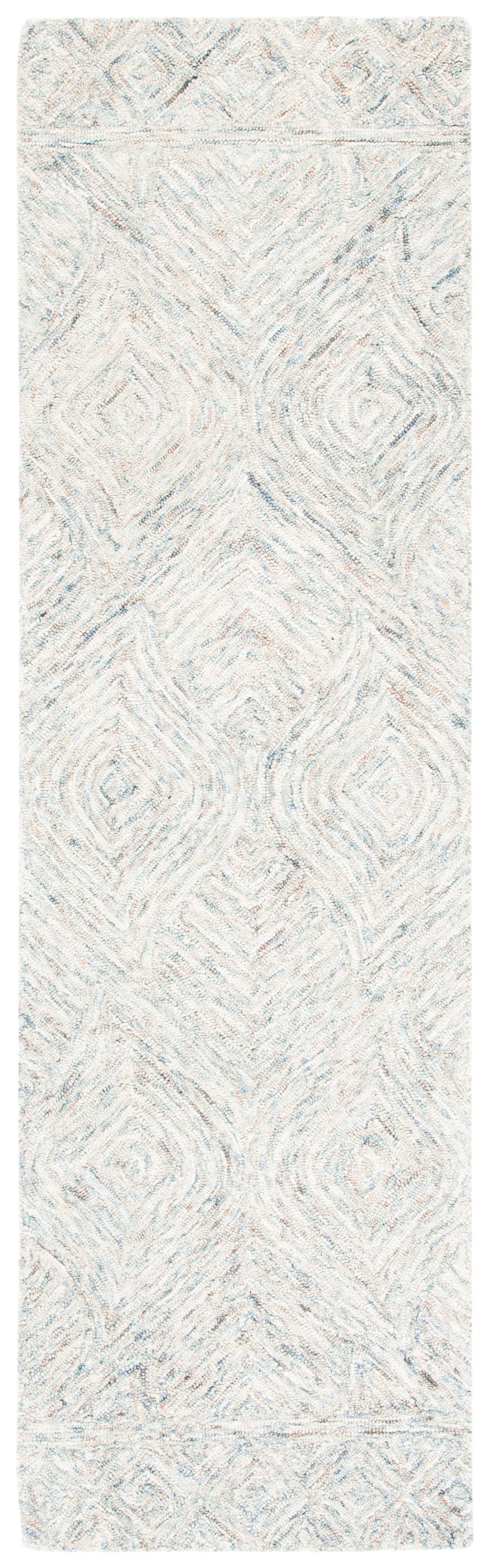 Beige and Gray Hand-Tufted Wool Ikat Runner Rug