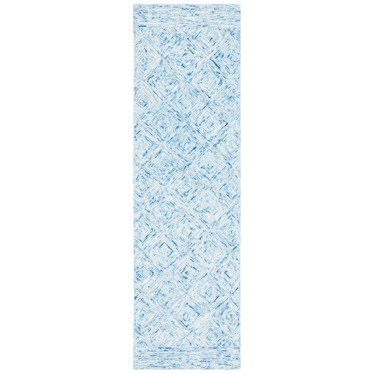 Hand-Tufted Silk Road Inspired Blue Wool Runner Rug - 2'3" x 8'