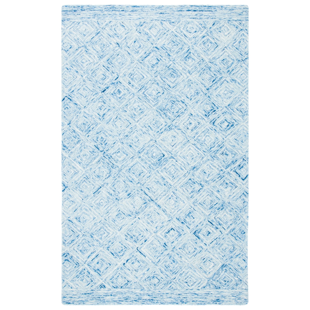 Hand-Tufted Boho Chic Blue Wool Rectangular Rug - 3' x 5'