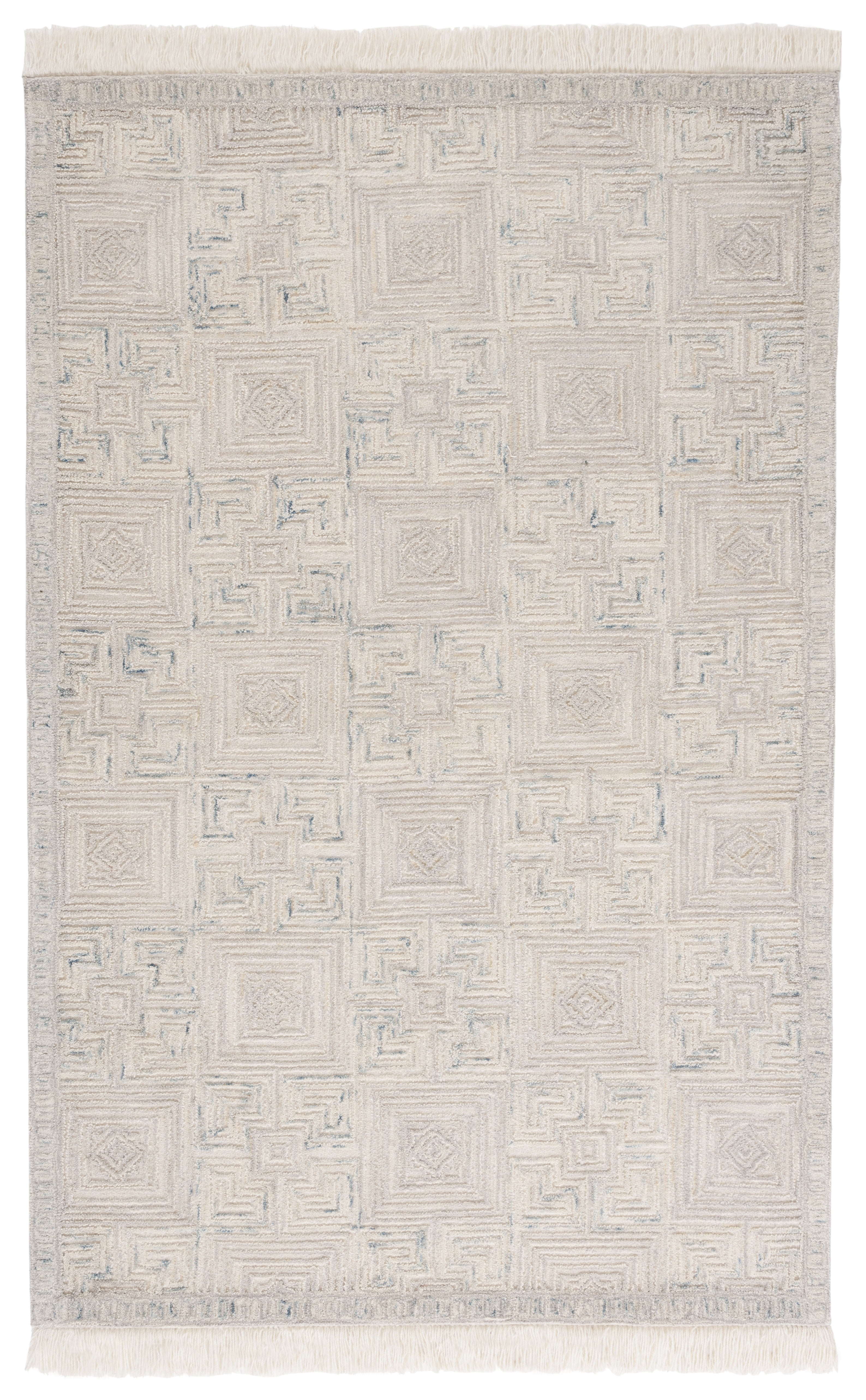 Ivory Hand-Tufted Wool 4' x 6' Geometric Area Rug