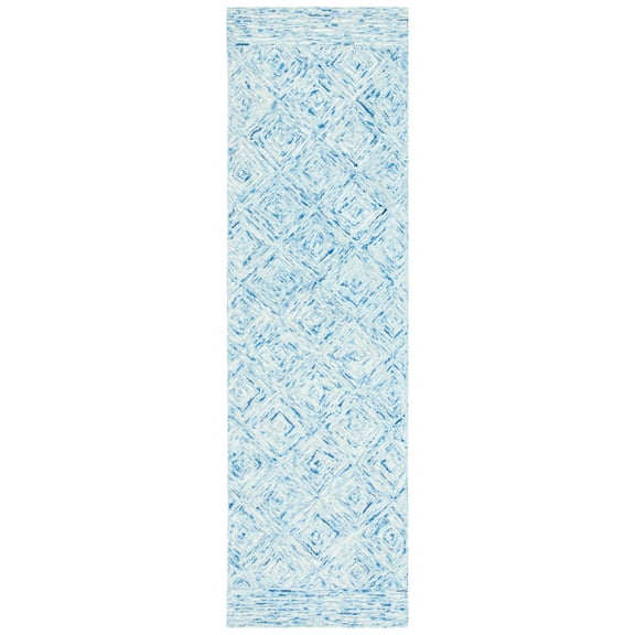 SAFAVIEH Ikat Emerson Geometric Wool Runner Rug, Blue, 2'3" x 8'