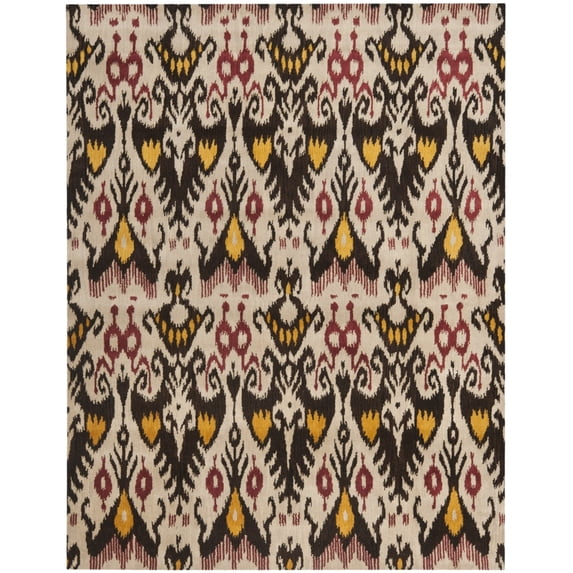 SAFAVIEH Ikat Emmeline Geometric Wool Area Rug, Beige/Brown, 5' x 8'