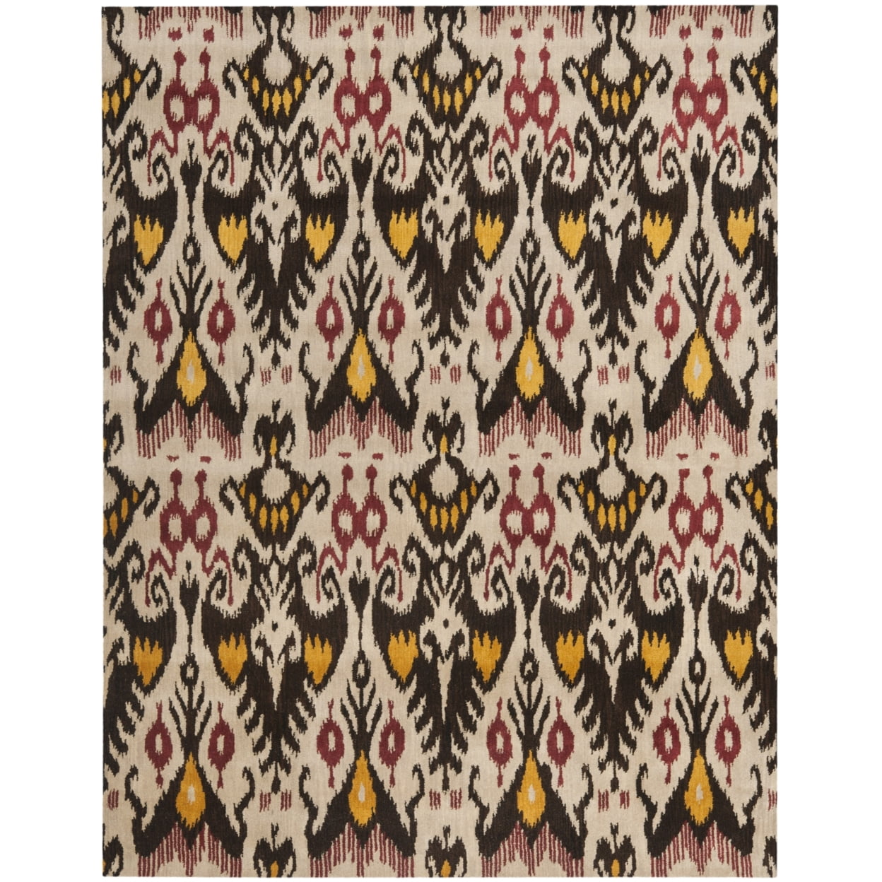 Handmade Red and Beige Wool Tufted Square Rug 6' x 6'