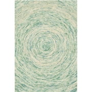 SAFAVIEH Ikat Hannan Geometric Circles Wool Area Rug, Ivory/Blue, 2' x 3'