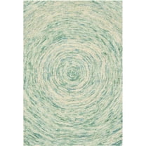 SAFAVIEH Ikat Hannan Geometric Circles Wool Area Rug, Ivory/Blue, 2' x 3'