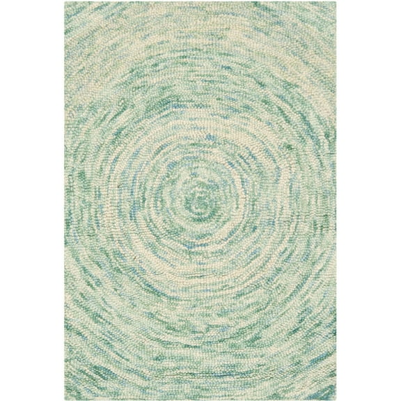 SAFAVIEH Ikat Hannan Geometric Circles Wool Area Rug, Ivory/Blue, 2' x 3'