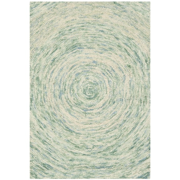 SAFAVIEH Ikat Hannan Geometric Circles Wool Area Rug, Ivory/Blue, 3' x 5'