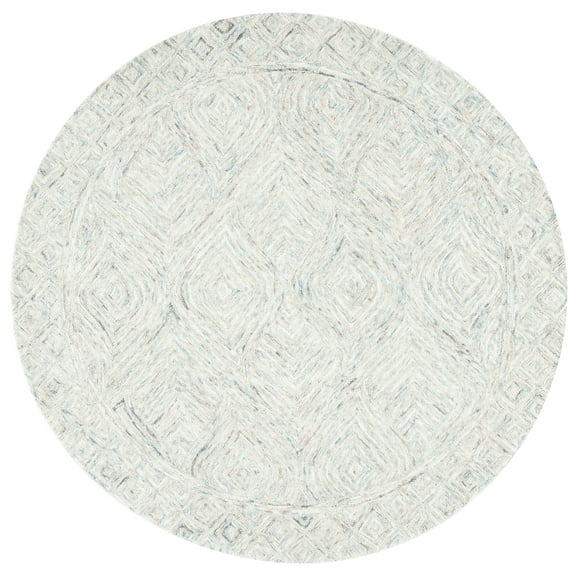 SAFAVIEH Ikat Hartley Geometric Wool Area Rug, Beige/Grey, 6' x 6' Round