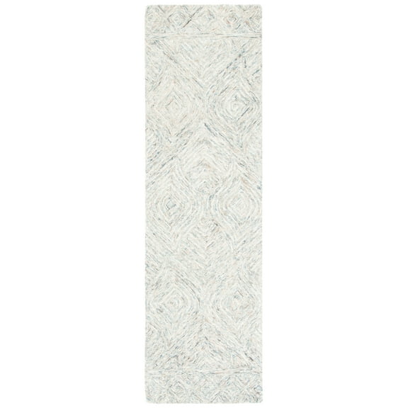 SAFAVIEH Ikat Hartley Geometric Wool Runner Rug, Beige/Grey, 2'3" x 8'