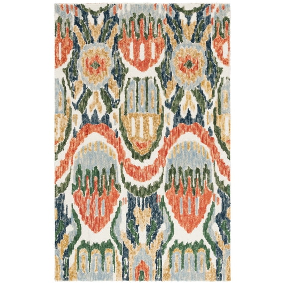 SAFAVIEH Ikat Heather Southwestern Area Rug, Green/Rust, 5' x 8'