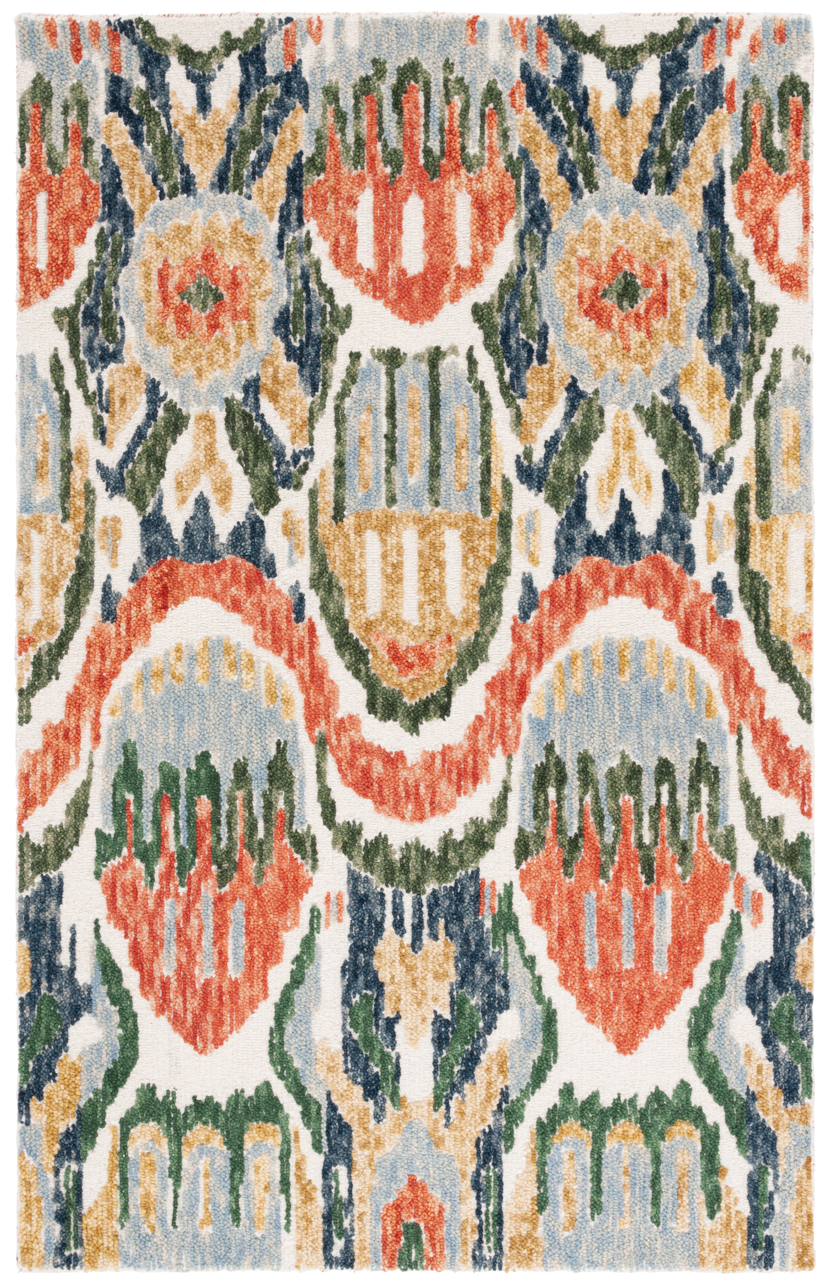 SAFAVIEH Ikat Heather Southwestern Area Rug, Green/Rust, 8' x 10 ...