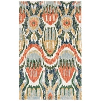 SAFAVIEH Ikat Heather Southwestern Area Rug, Green/Rust, 8' x 10'