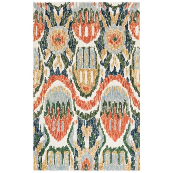 SAFAVIEH Ikat Heather Southwestern Area Rug, Green/Rust, 8' x 10'