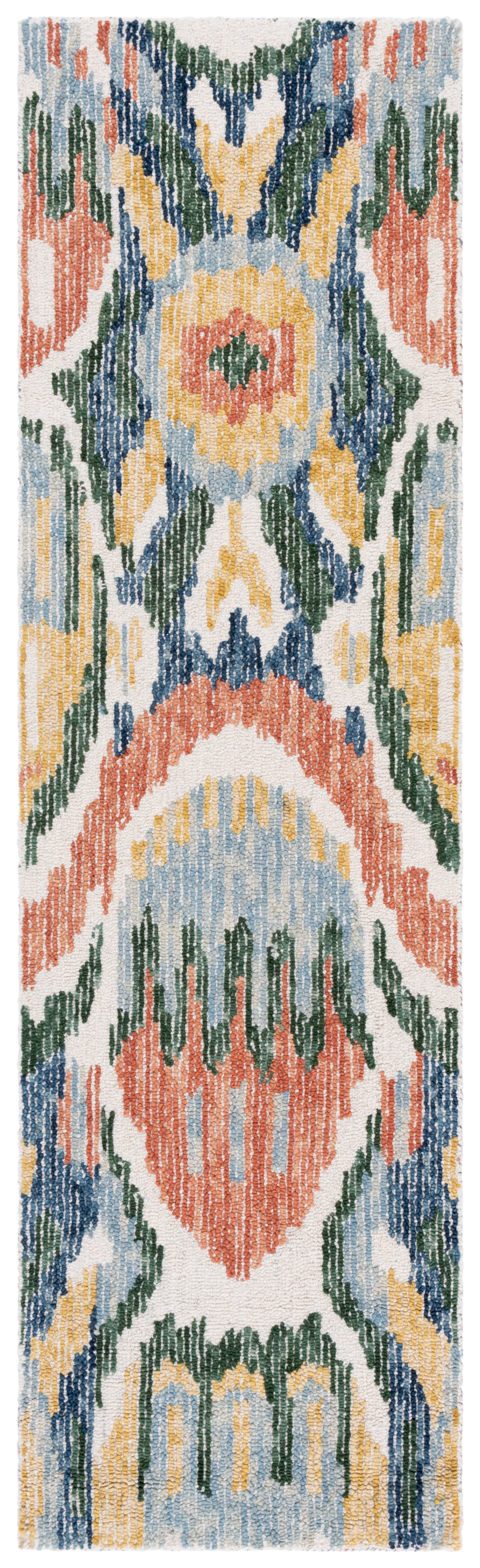 SAFAVIEH Ikat Heather Southwestern Runner Rug, Green/Rust, 2'3