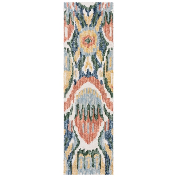 SAFAVIEH Ikat Heather Southwestern Runner Rug, Green/Rust, 2'3" x 8'