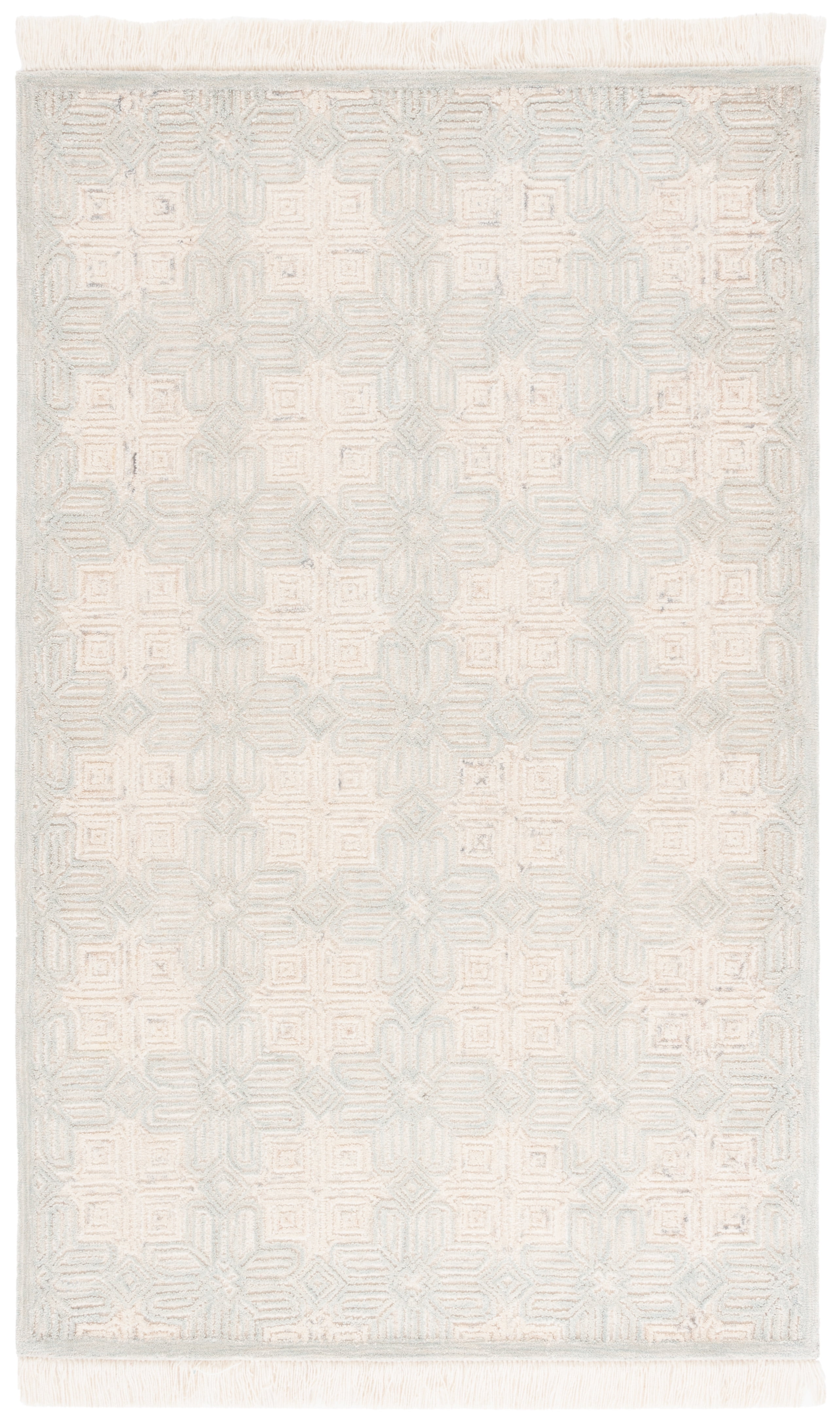 Handmade Light Blue Wool Tufted Rectangular Area Rug