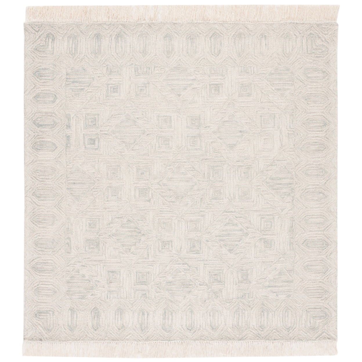 Hand-Tufted Light Blue Square Wool Rug - 6'x6'