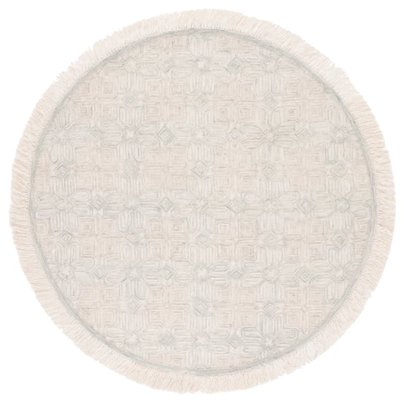 SAFAVIEH Ikat Iola Geometric Area Rug, Ivory/Light Blue, 6' x 6' Round