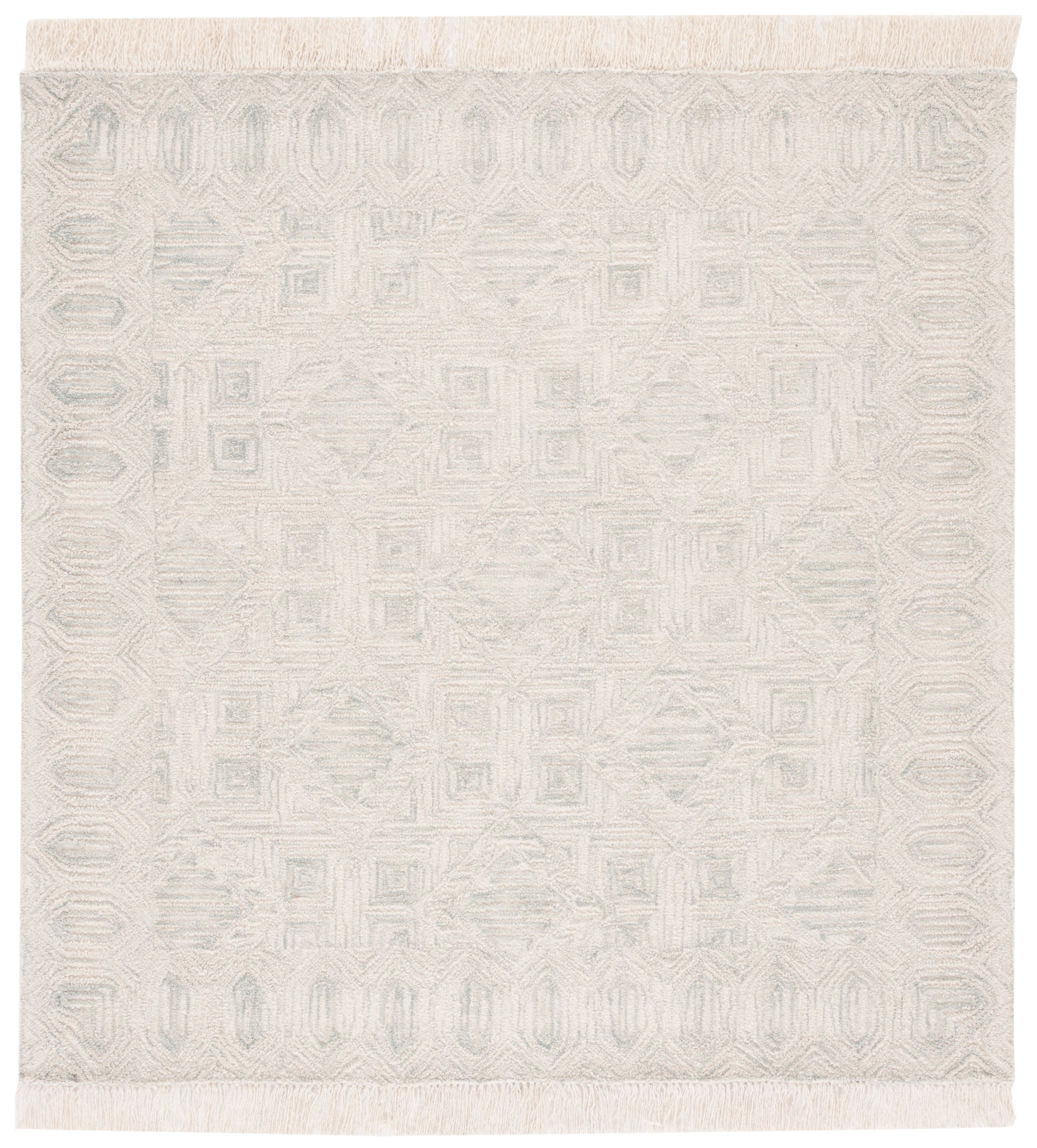 Hand-Tufted Light Blue Square Wool Rug - 6'x6'