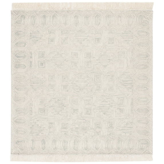 SAFAVIEH Ikat Iola Geometric Area Rug, Ivory/Light Blue, 6' x 6' Square