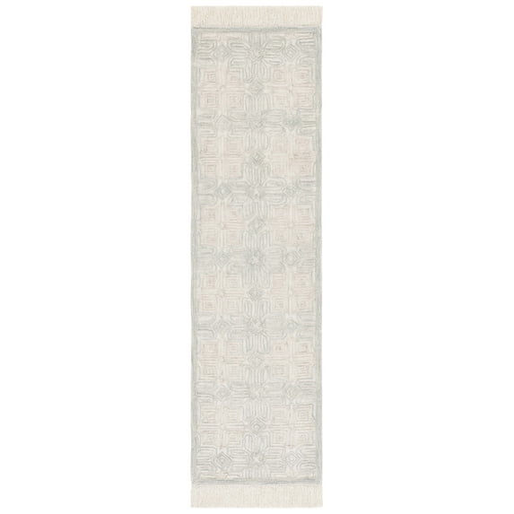 SAFAVIEH Ikat Iola Geometric Runner Rug, Ivory/Light Blue, 2'3" x 8'