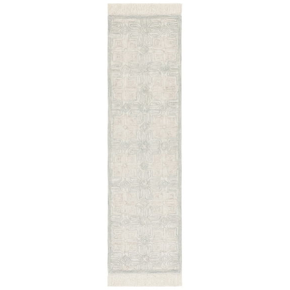 SAFAVIEH Ikat Iola Geometric Runner Rug, Ivory/Light Blue, 2'3" x 8'
