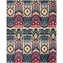 SAFAVIEH Ikat Jane Paisley Wool Area Rug, Beige/Blue, 9' x 12'