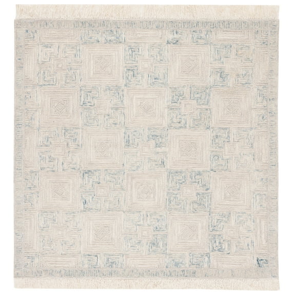 SAFAVIEH Ikat Jaymz Geometric Area Rug, Ivory/Grey, 6' x 6' Square