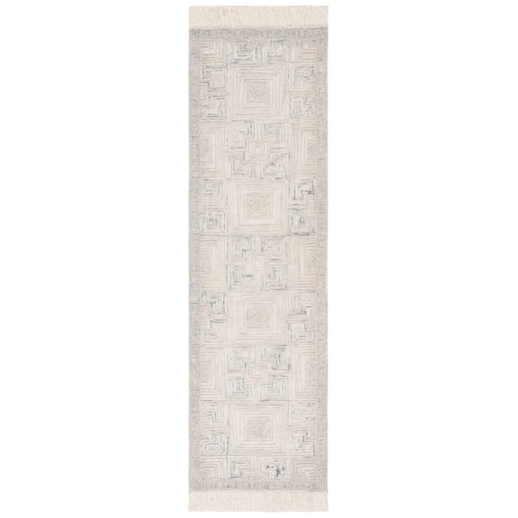 SAFAVIEH Ikat Jaymz Geometric Runner Rug, Ivory/Grey, 2'3" x 8'