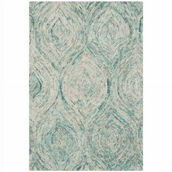 SAFAVIEH Ikat Kim Geometric Braided Wool Area Rug, Ivory/Sea Blue, 3' x 5'