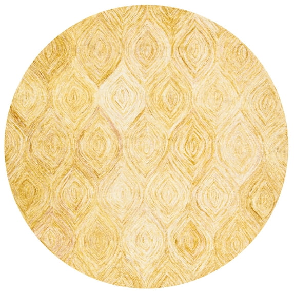 SAFAVIEH Ikat Kim Geometric Wool Area Rug, Gold, 6' x 6' Round