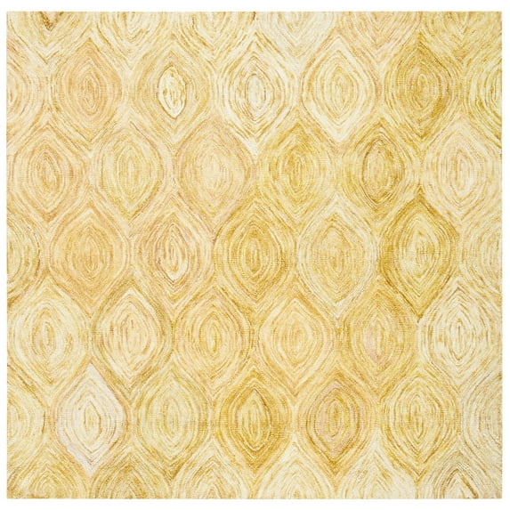 SAFAVIEH Ikat Kim Geometric Wool Area Rug, Gold, 6' x 6' Square