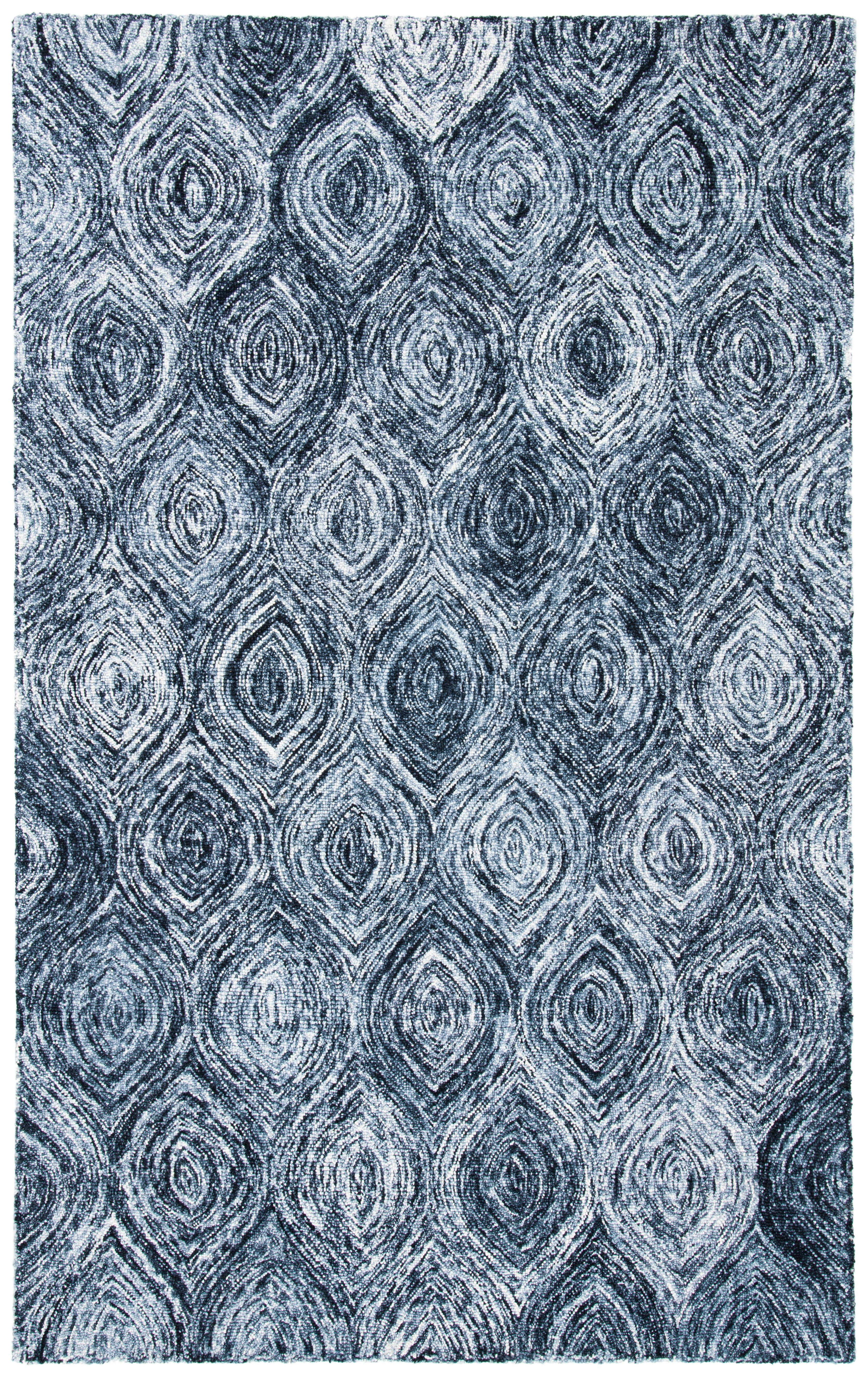 Gray Rectangular Hand-Tufted Wool Rug, 3' x 5'