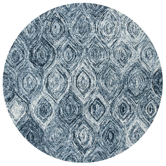SAFAVIEH Ikat Kim Geometric Wool Area Rug, Grey, 6' x 6' Round