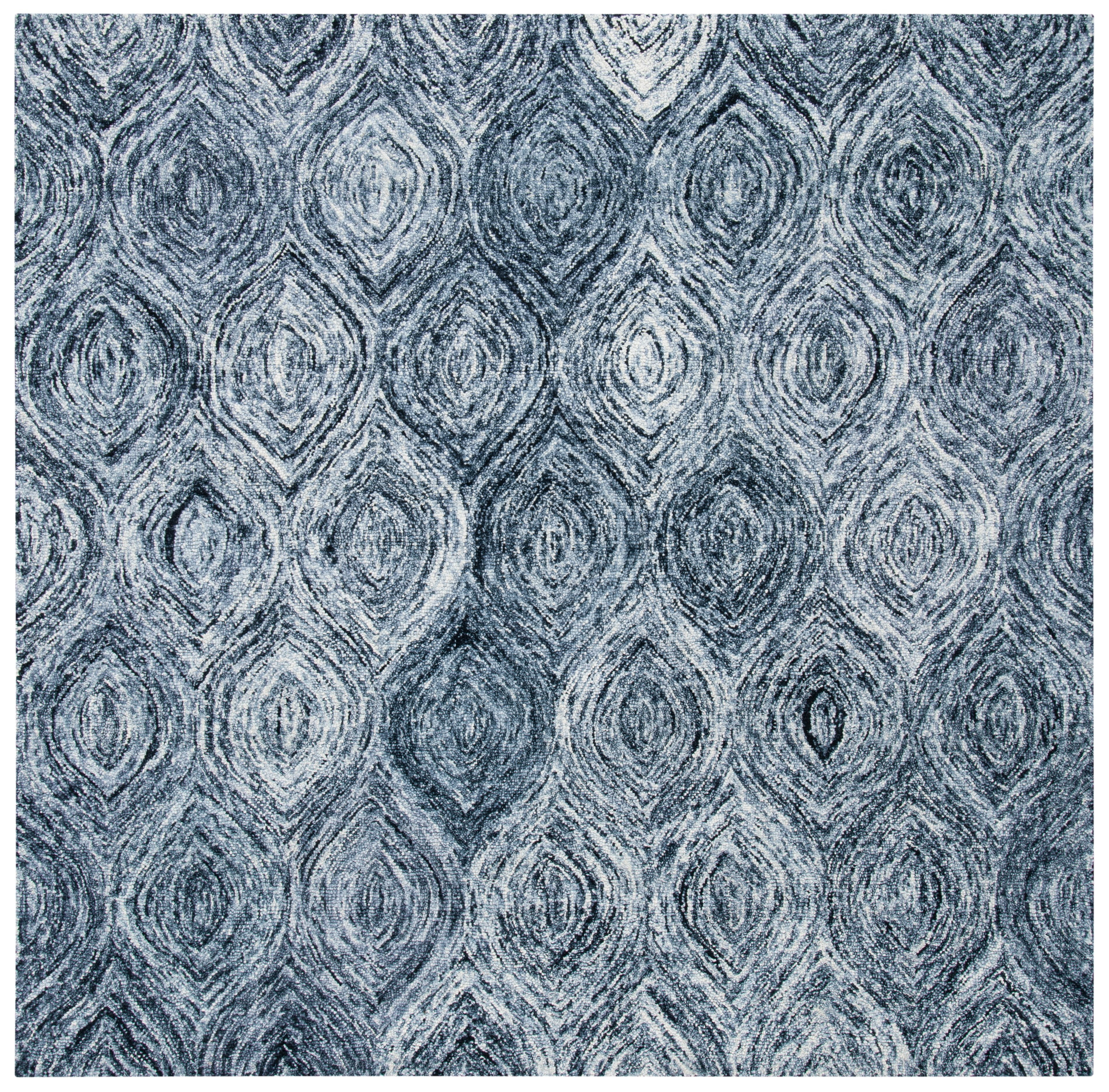 SAFAVIEH Ikat Kim Geometric Wool Area Rug, Grey, 6' x 6' Square