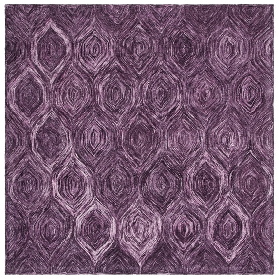 SAFAVIEH Ikat Kim Geometric Wool Area Rug, Purple, 6' x 6' Square