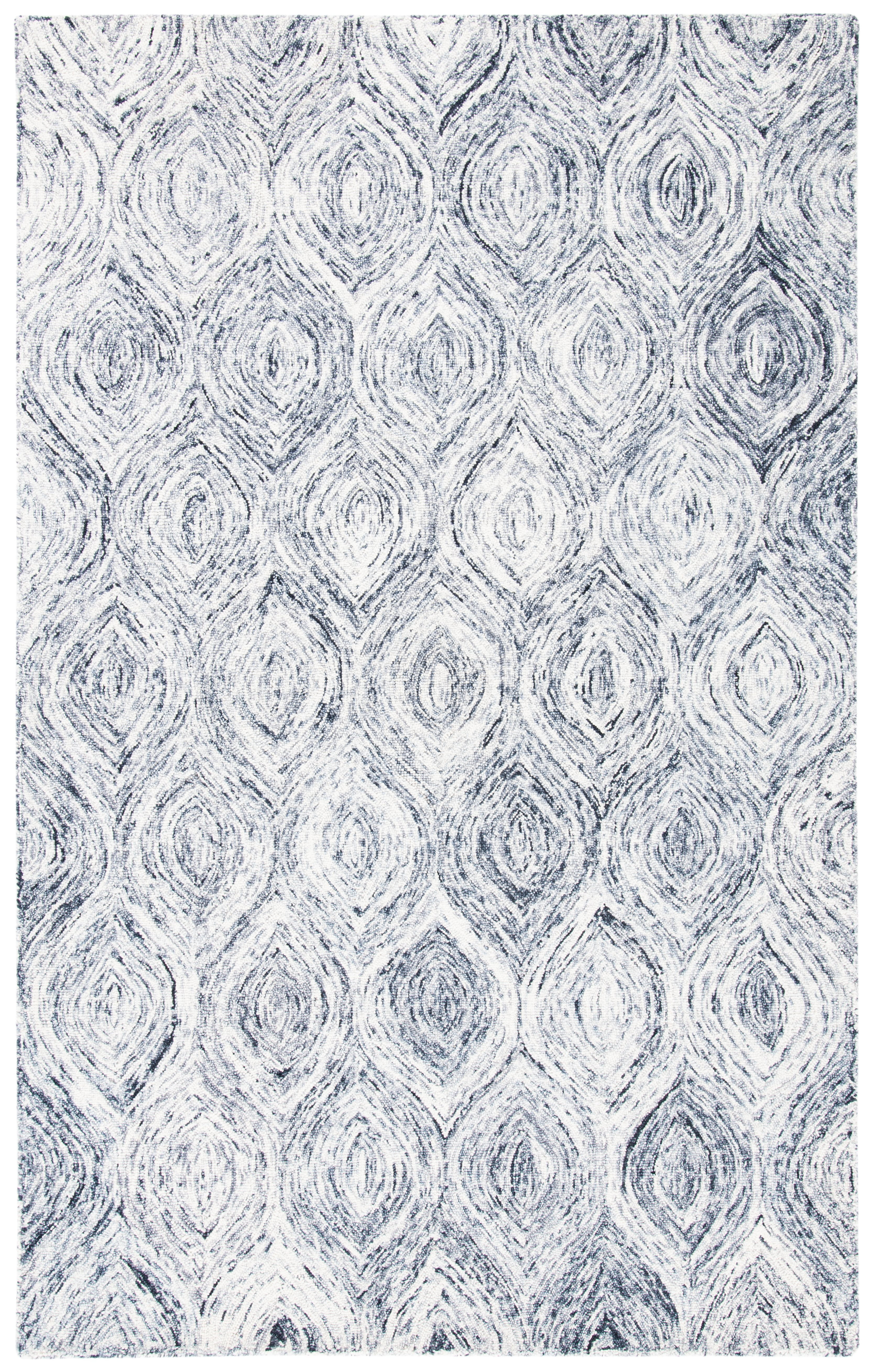 Silver Grey Hand-Tufted Wool Ikat Area Rug 3' x 5'