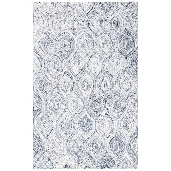 SAFAVIEH Ikat Kim Geometric Wool Area Rug, Silver/Grey, 5' x 8'