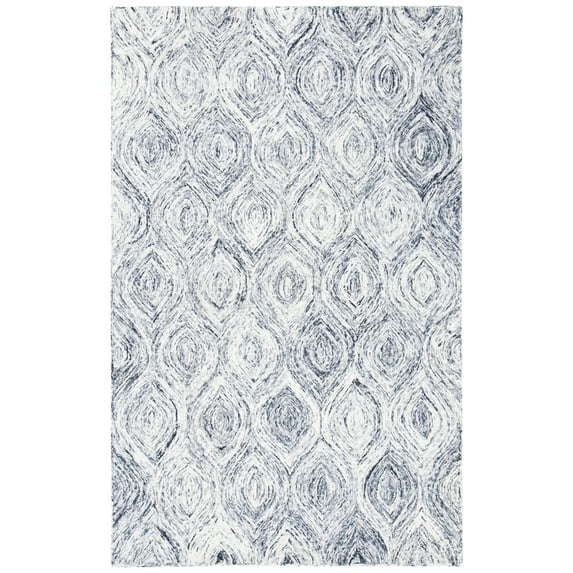 SAFAVIEH Ikat Kim Geometric Wool Area Rug, Silver/Grey, 6' x 9'
